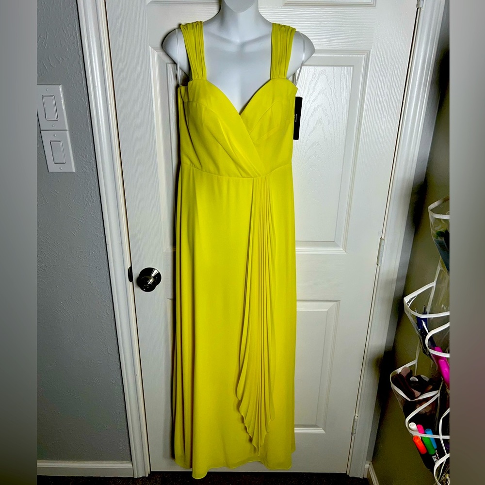 Yellow sleeveless full length dress
